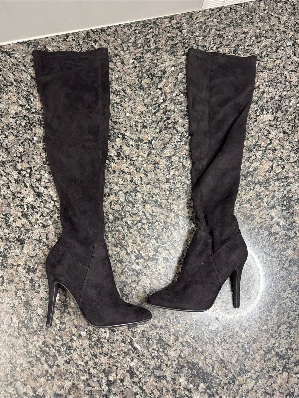 Paprika over knee boots fabric sock heeled boots EUC 8.5